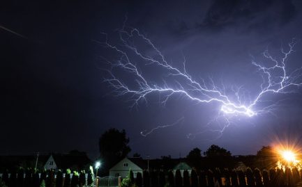 lightning storm over a Texas neighborhood causing a power outage